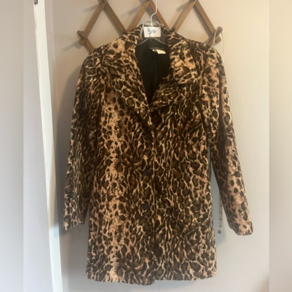 Vintage longline leopard print blazer XS